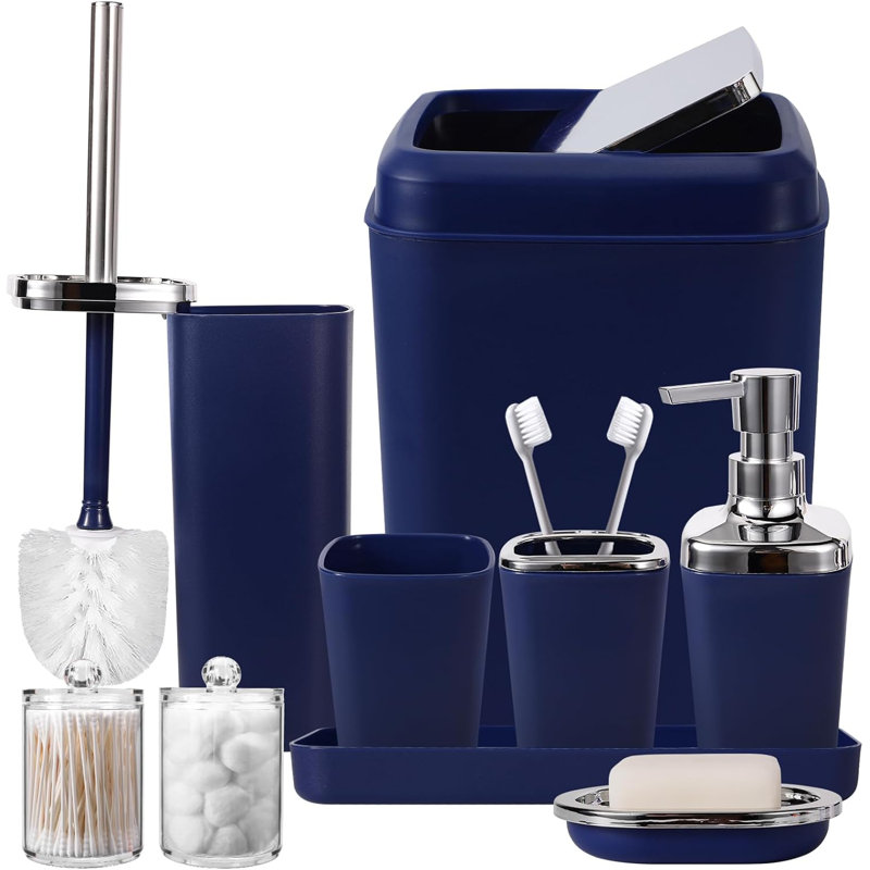 Navy Blue Bathroom Accessories Set