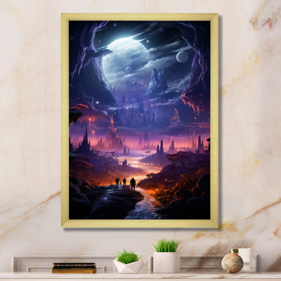 «Blue and Pink Astral Walk To The Moon I», art mural paysages spatiaux