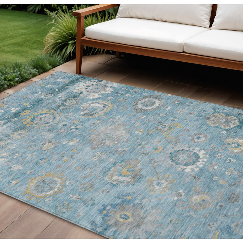 Tapis bleu sarcelle et turquoise 9 'X 12'