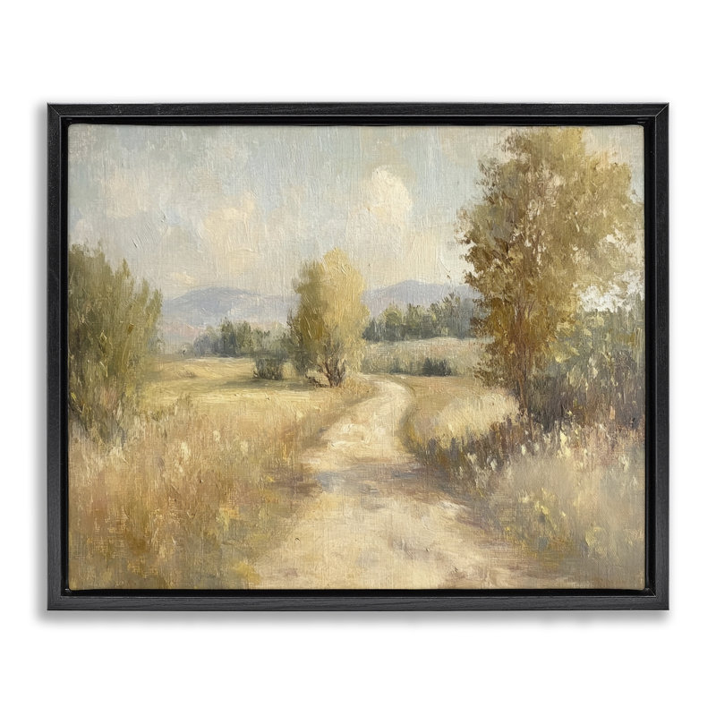 Cadre flottant Gravel Road Landscape, par Petal Prints Design, Cadre flottant noir de jais, H 17 po x l 21 po