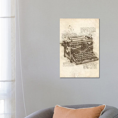 Typewriter 1 Piece Wrapped Canvas Wall Art