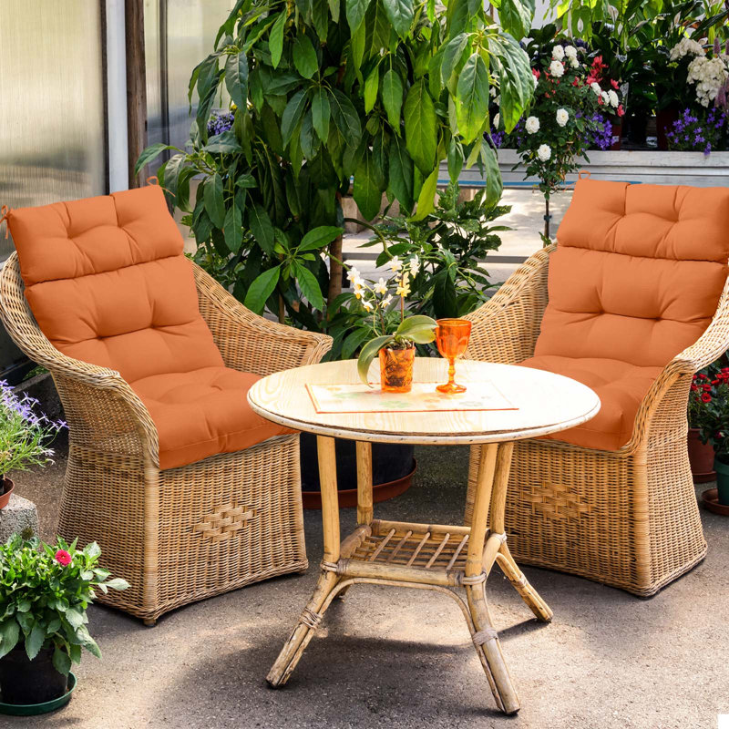Outdoor/Indoor High Back Patio Chair Cushions, Set of 4, Orange