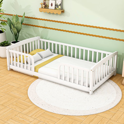 Wood Floor Bed with Guardrails