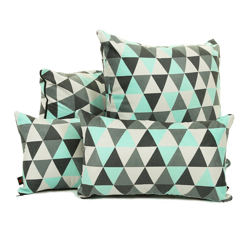 Migrati Geometric Square Throw Cushion, Teal, Medium