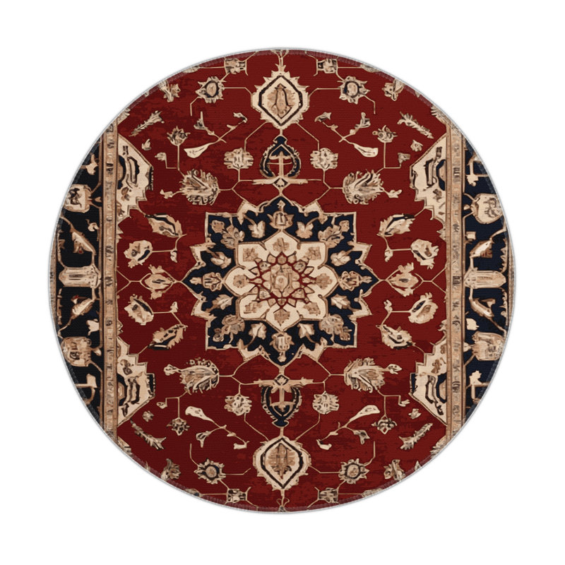 Persian Brown Indoor and Outdoor Area Rug, Round 5'
