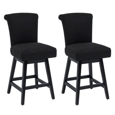 Tabourets de comptoir Lark Manor ™, tabourets de bar pivotants à 360 ° de 26 po, tabourets de bar modernes à hauteur de comptoir avec tabouret en bois rembourré et à haut dossier, pour îlot de cuisine et hauteur de comptoir, ensemble de 2, similic