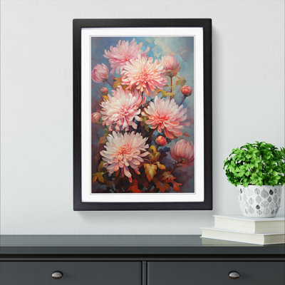 Chrysanthemums Impressionism - Single Picture Frame Print on Wood