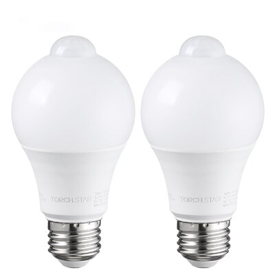 A19 Led Motion Sensor Light Bulbs, 60W Eqv. E26 Base, 6000K Pure White -  TORCHSTAR, 83780