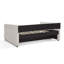 Lit de jour double rembourré en lin beige, rayures verticales, confortable pour une utilisation prolongée, grand café, lit gigogne, lit de jour, périodes prolongées,
