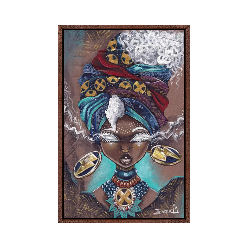 Afro Storm - Print on Canvas, Classic Brown Wood Framed, 66.04cm H x 45.72cm W x 3.81cm D