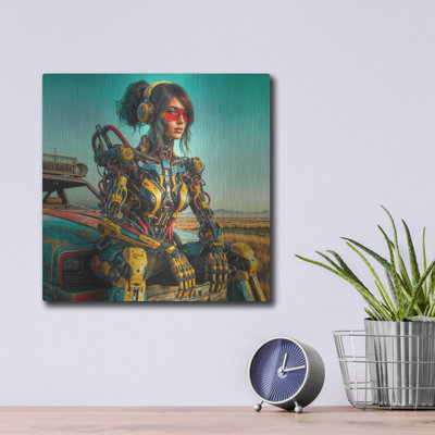 «Cyberpunk Chauffeur 1» par Rey Klimt, art mural en métal, 12 po x 12 po