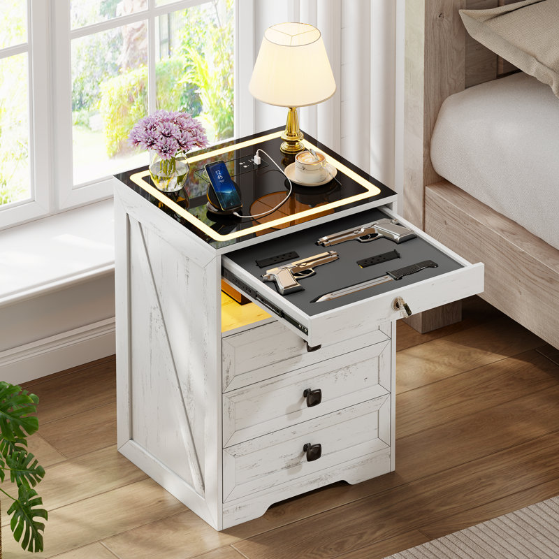 50cm W Bedside Table, White