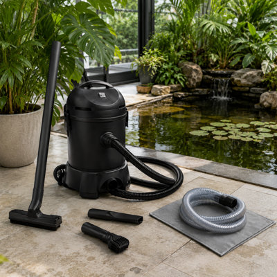 Ensemble d'aspirateur de jardin noir 1400W avec tuyau d'aspiration et buses