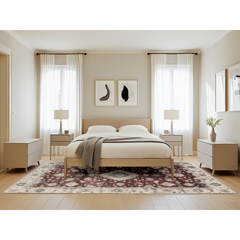 Machine Washable Overdyed Beige Area Rug, Rectangle 5' x 8'