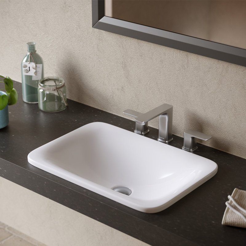 Robinet de salle de bain à large entraxe avec drain Venda, Acier inoxydable
