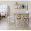 Tabouret de bar à hauteur fixe avec pivot en bois blanchi et similicuir blanc avec repose-pieds rond en métal chromé - ensemble de 2