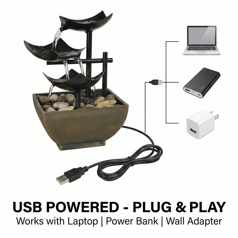 Modern Indoor desktop fountain, Brown