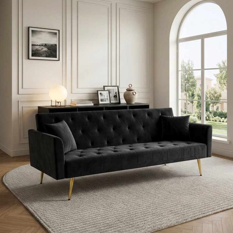 Chaise d'appoint 44,5 po avec repose-pieds, salon et chambre à coucher, Noir