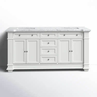Rea 72'' Double Bathroom Vanity with Carrara Marble Top