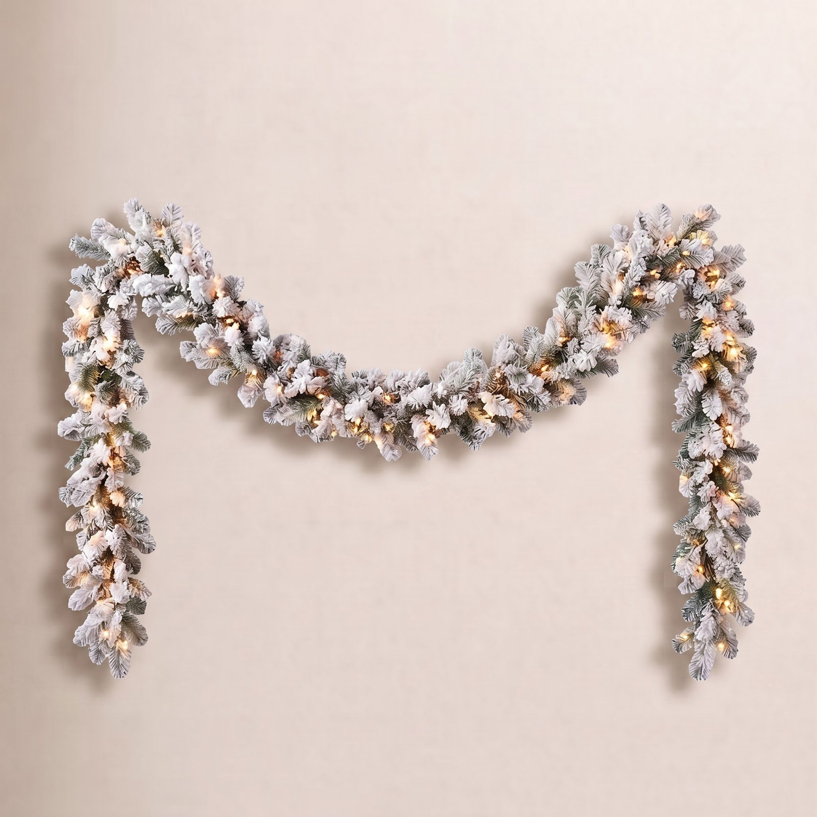 108" Frosted Pre-Lit Spruce Garland