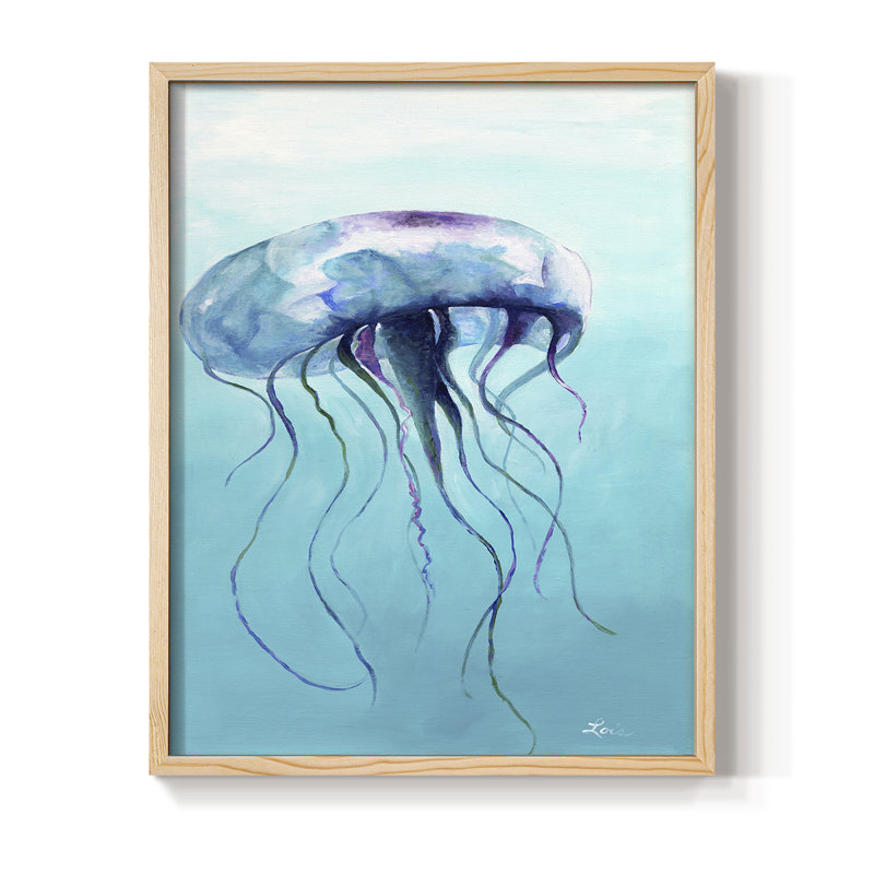 Jelly Fish Framed Print - Solid Wood, 15" H x 12" W