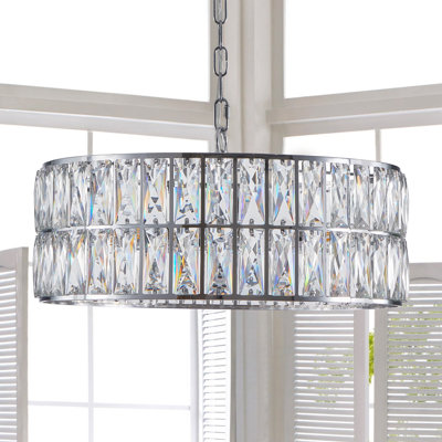 Lustre tambour en cristal 18 po Chrome