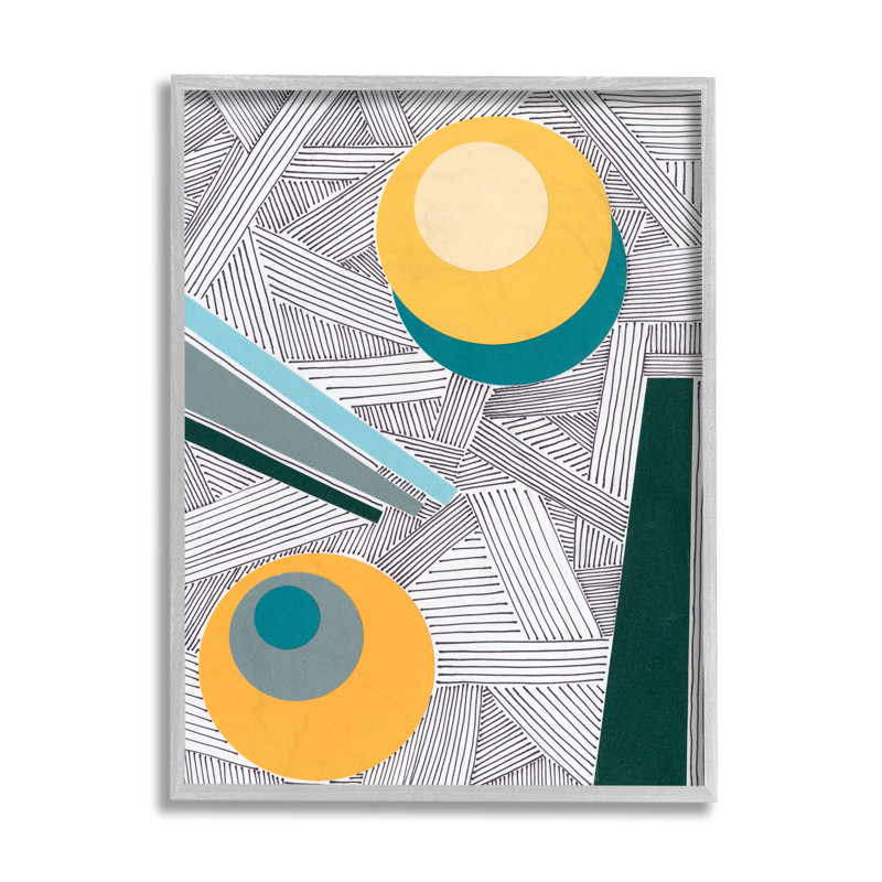 Abstrait géométrique moderne avec cercles asymétriques, H 20 po x l 16 po, Estampe numérique Farmhouse