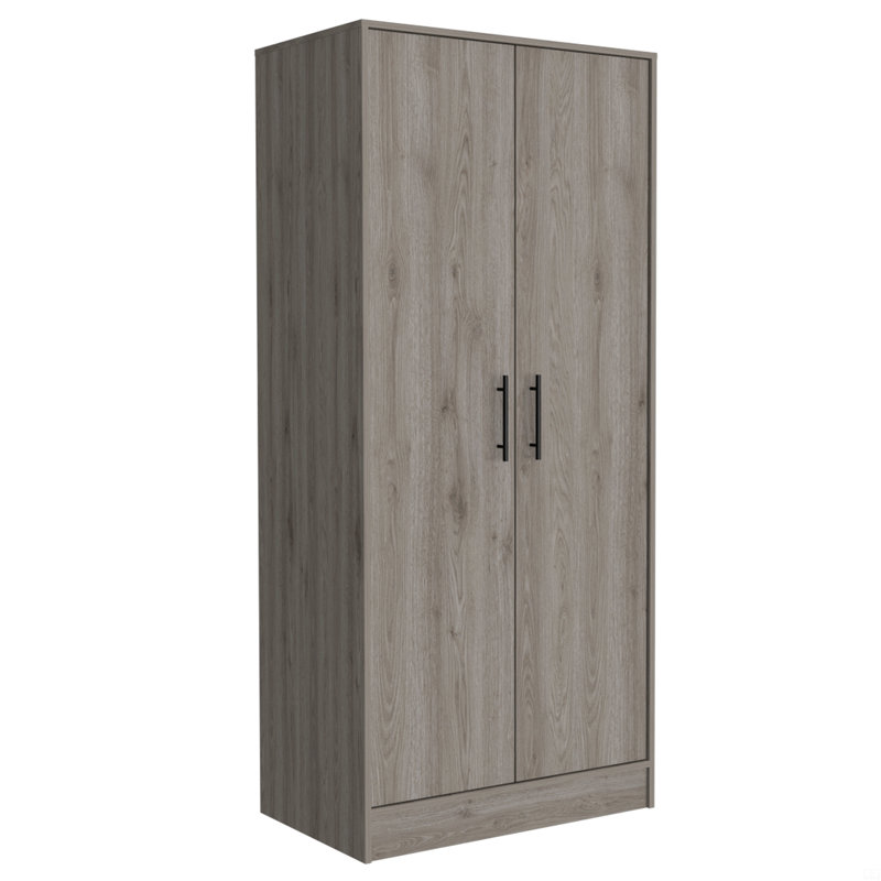 Armoire, armoires à deux portes, tringle en métal, poignée en métal, deux tablettes, un tiroir
