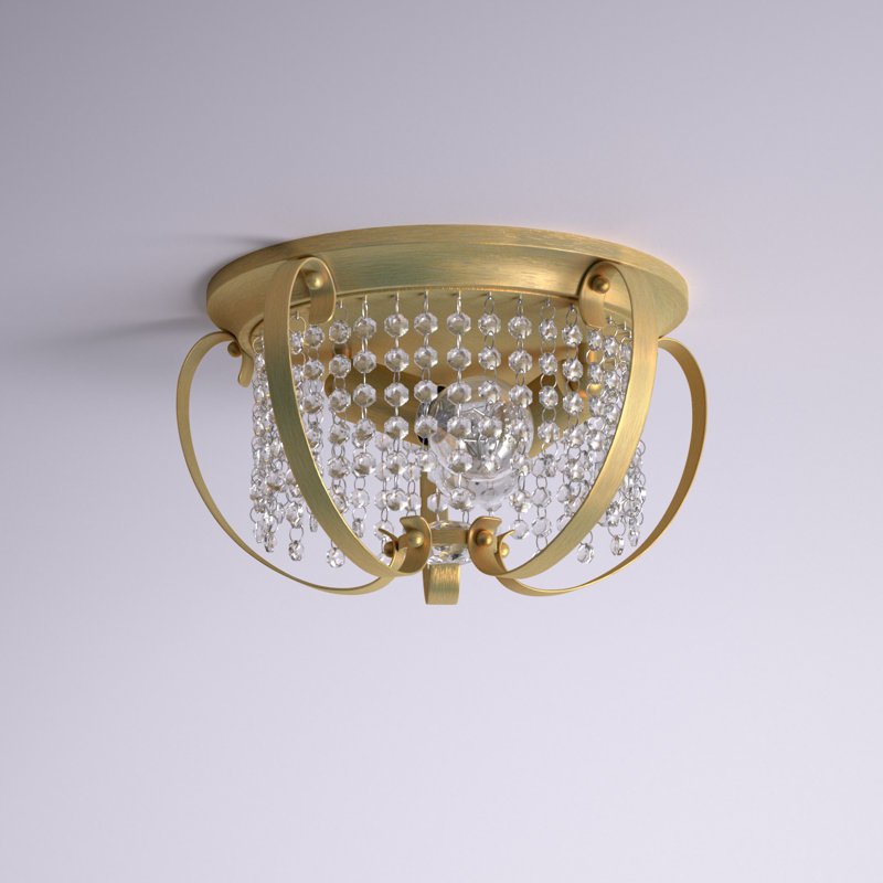 Ella White Gold Crystal 2-Light Flush Mount