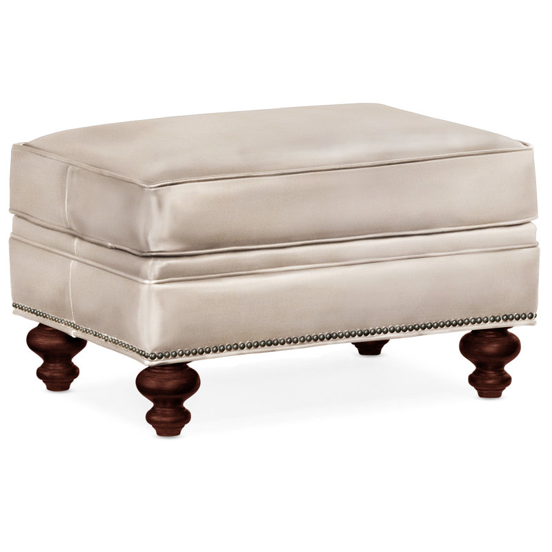 Repose-pieds rectangulaire en cuir véritable 26 "West, Cuir véritable minéral Rio, Acajou, Bronze