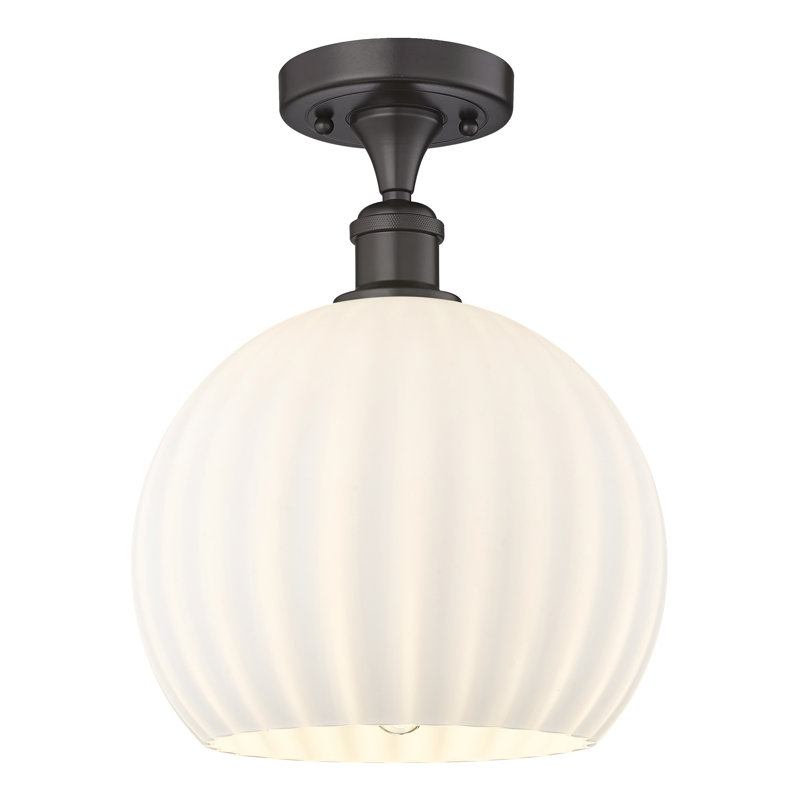Plafonnier semi-encastré 1 lumière Ballston - Adriao, Bronze huilé, H 13 po x l 10 po x P 10 po