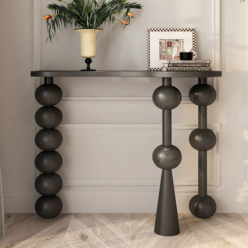 Black Solid Wood Console Table, 55.12