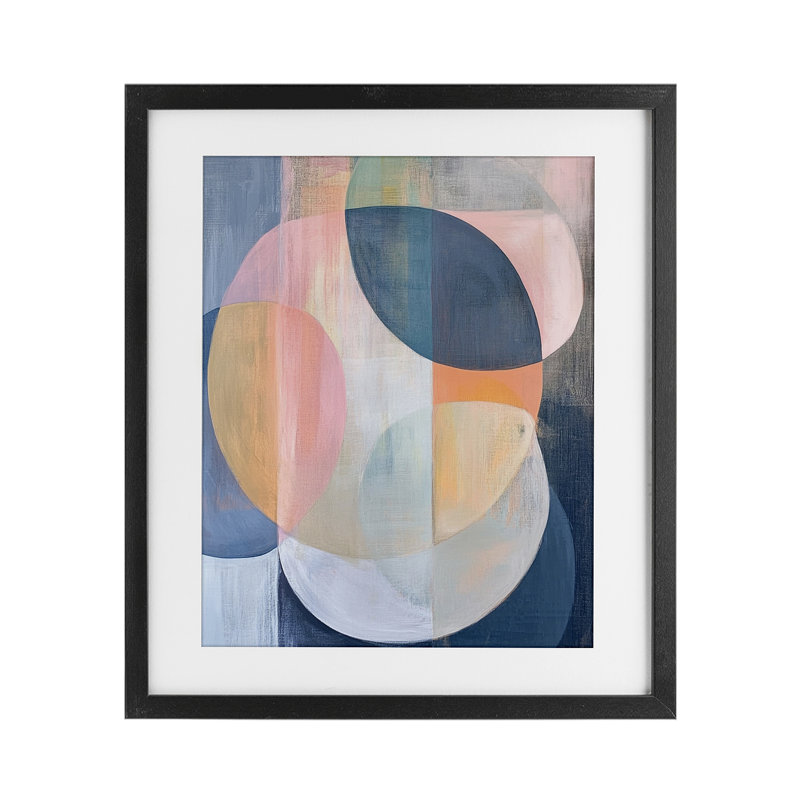 «Pastel Round Geometrics», reproduction encadrée sous verre, conception de Ramona Murdock, Cadre noir minuit