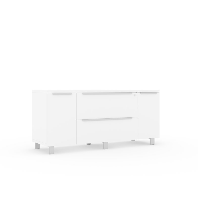 Ensemble de bureau d'écriture en L 4 pièces Maysey, Blanc