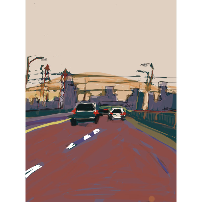 «Downtown Skyline» par Deborah Blum, H 21,2 po x l 17,2 po, Papier avec cadre noir