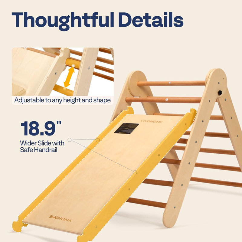 Natural Wooden 8-in-1 Pikler Triangle Climbing Set