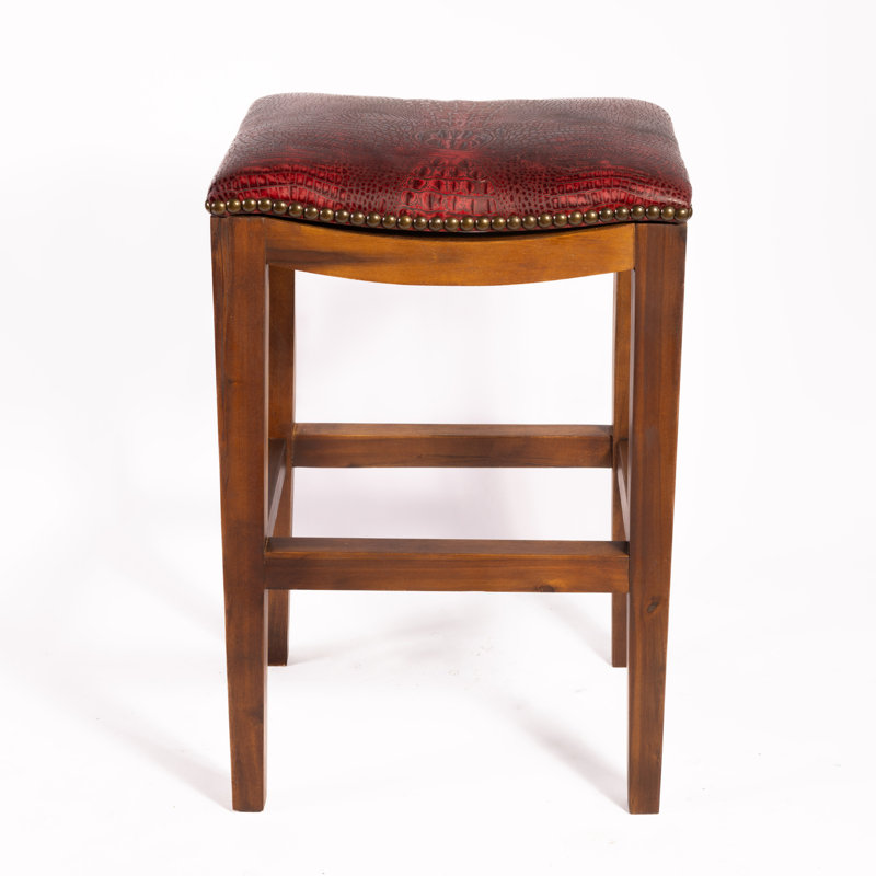 Genson Bar Stool, Saddle Red Croc, Bar Stool (30" Seat Height)