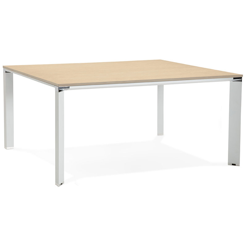 Velazquez Square 8 Person Training Table, H74.5 x L140 x W140cm, Natural/White