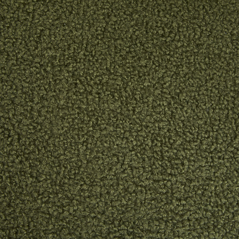 Ensemble de 2 chaises de salle à manger avec dossier coussiné, tissu bouclé vert, structure en bois massif de couleur naturelle