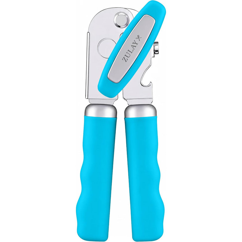 Ouvre-boîte manuel en acier inoxydable robuste avec ouvre-bouteille Zulay Kitchen, Bleu pâle