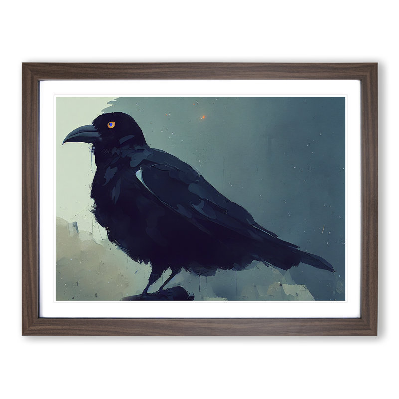 Unforgettable Crow Bird - Framed Print, 34cm H x 46cm W x 2cm D, Walnut