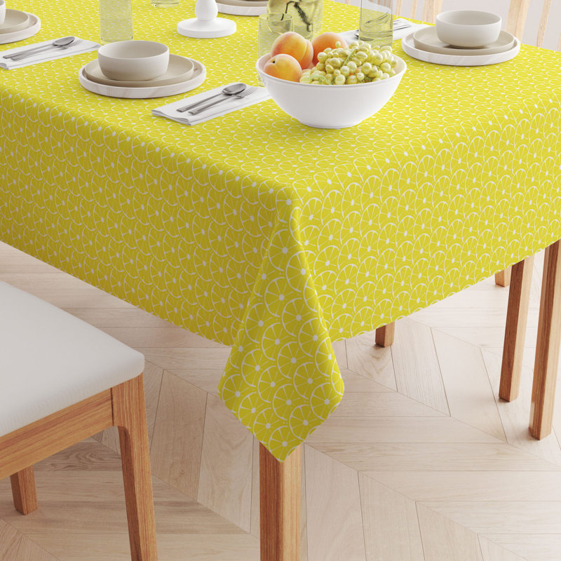 Fabric Textile Products, Inc. Rectangular Tablecloth, 100% Cotton, Allover Lemon Slices, 104" x 60"