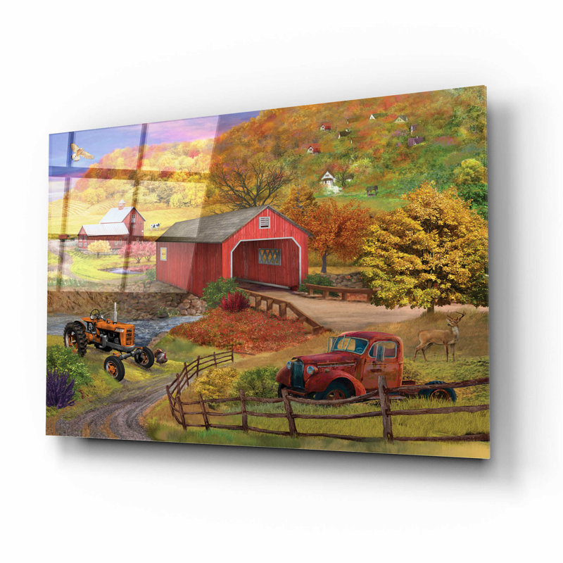 «Fall Bridge» par Bigelow, impression sans cadre, H 12 po x l 16 po x P 0,13 po