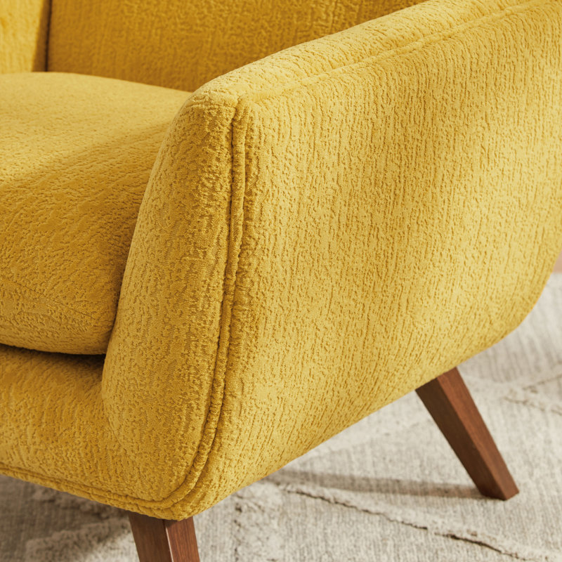 Upholstered Fabric Armchair, Yellow Fabric