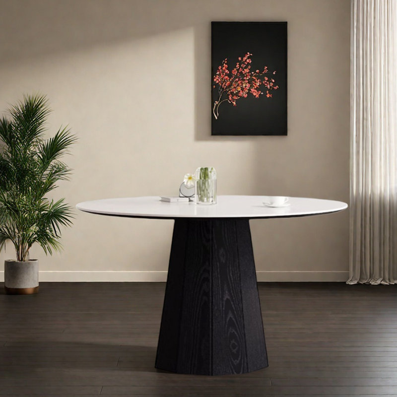 Table ronde moderne et minimaliste, Blanc, H 29,52 po x L 47,24 po x l 47,24 po