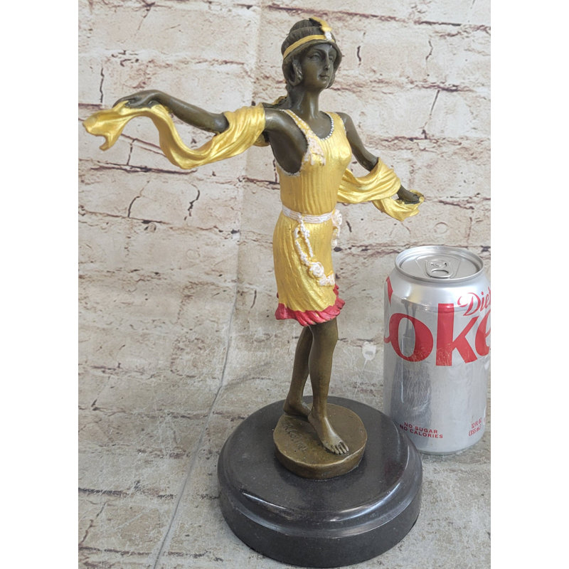 Figurine dansant en bronze doré, sculpture en bronze doré des années 20