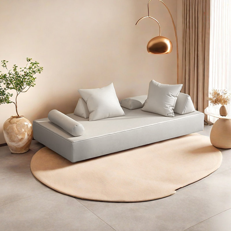 Chaise longue intérieure confortable, siège large, Accoudoir à droite (vu de face), Beige
