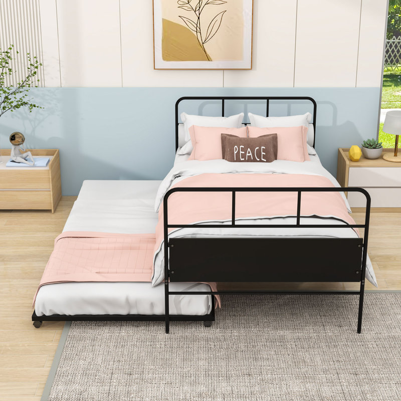 Lit plateforme simple avec lit gigogne escamotable