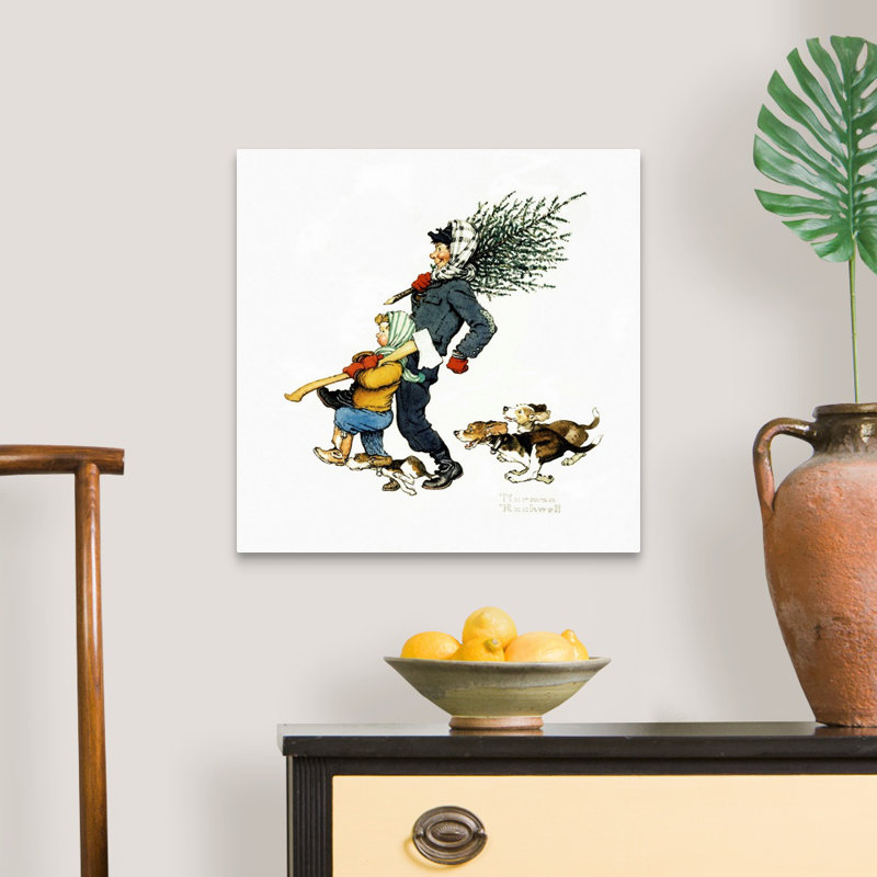 «Norman Rockwell Bringing Home The Tree», art mural sur toile, H 20 po x l 20 po x P 1,25 po, Toile tendue