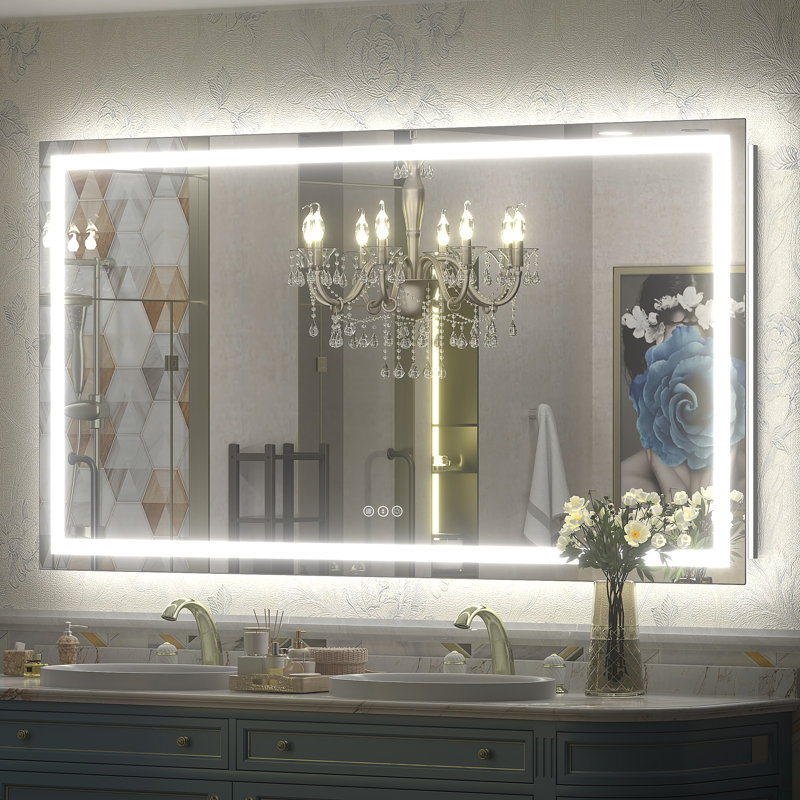 Miroir de salle de bain / de meuble-lavabo à DEL en verre trempé anti-buée certifié UL - Basics by Wayfair ™, 60 po x 32 po